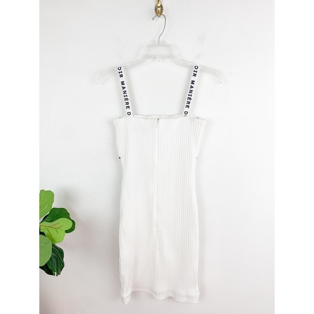 NWT Maniere De Voir White Contrast Stitch Bodycon Mini Dress Sz 10 - Picture 3 of 10